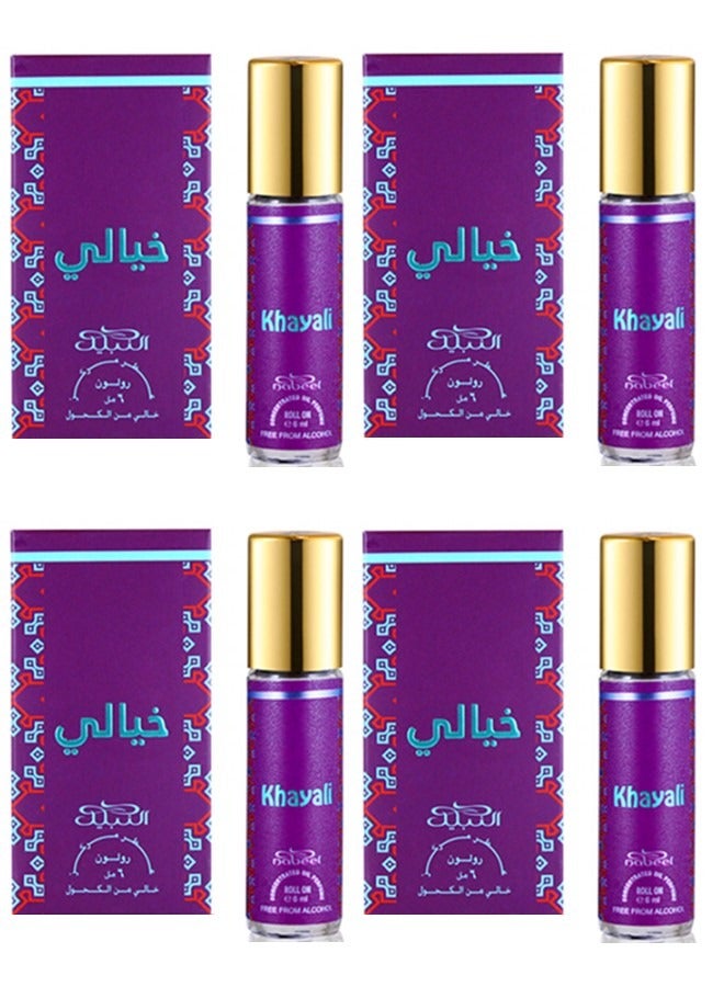 Nabeel 4 Pcs Nabeel Khayali Alcohol-Free Roll-On Oil Perfume 6ML Long-Lasting Oriental Attar with Luxurious Floral & Woody Notes - Image 1